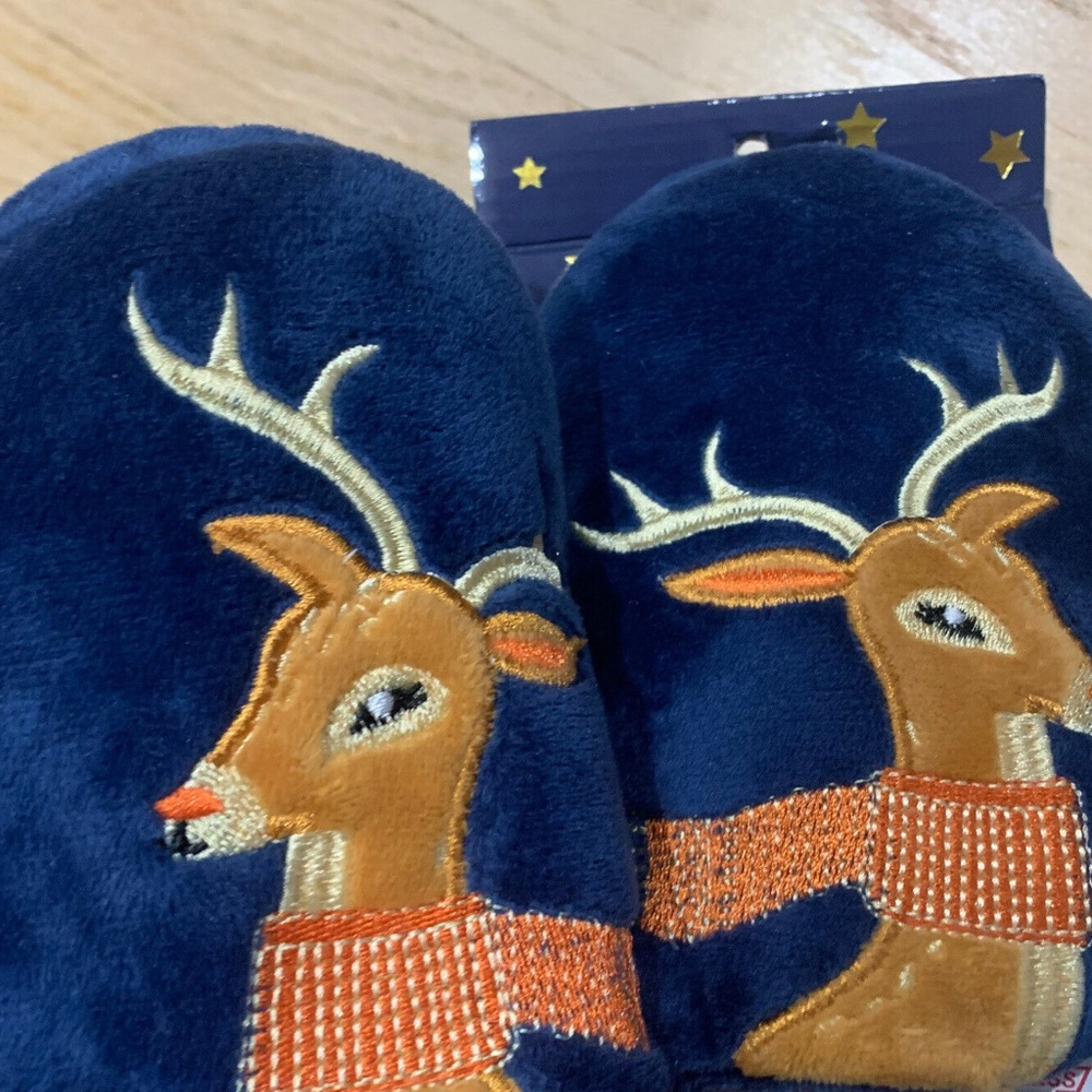Chatties Christmas Deer Reindeer Slippers Plush Cozy Slippers Size M Sz. 8